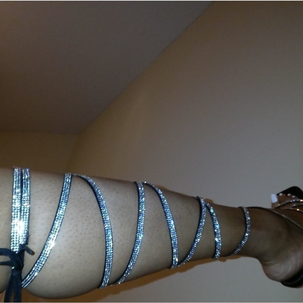 Rhinestone bling tie up strappy heel